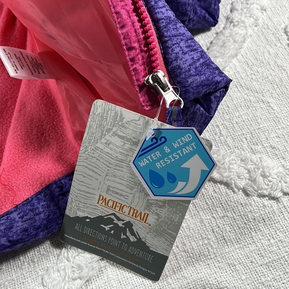 NWT Pacific Trail Hooded Puffer Winter Jacket Scarf Set Size 12 M Pink & Purple - Picture 3 of 13